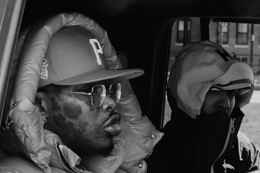 In the SUV, black and white